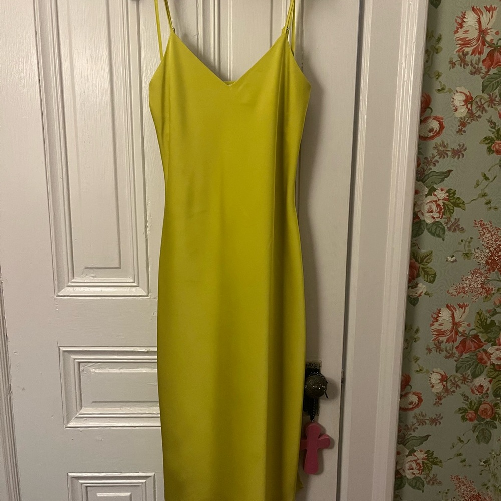 Gianni Bini Green Slip Midi Dress Spaghetti Strap Cocktail